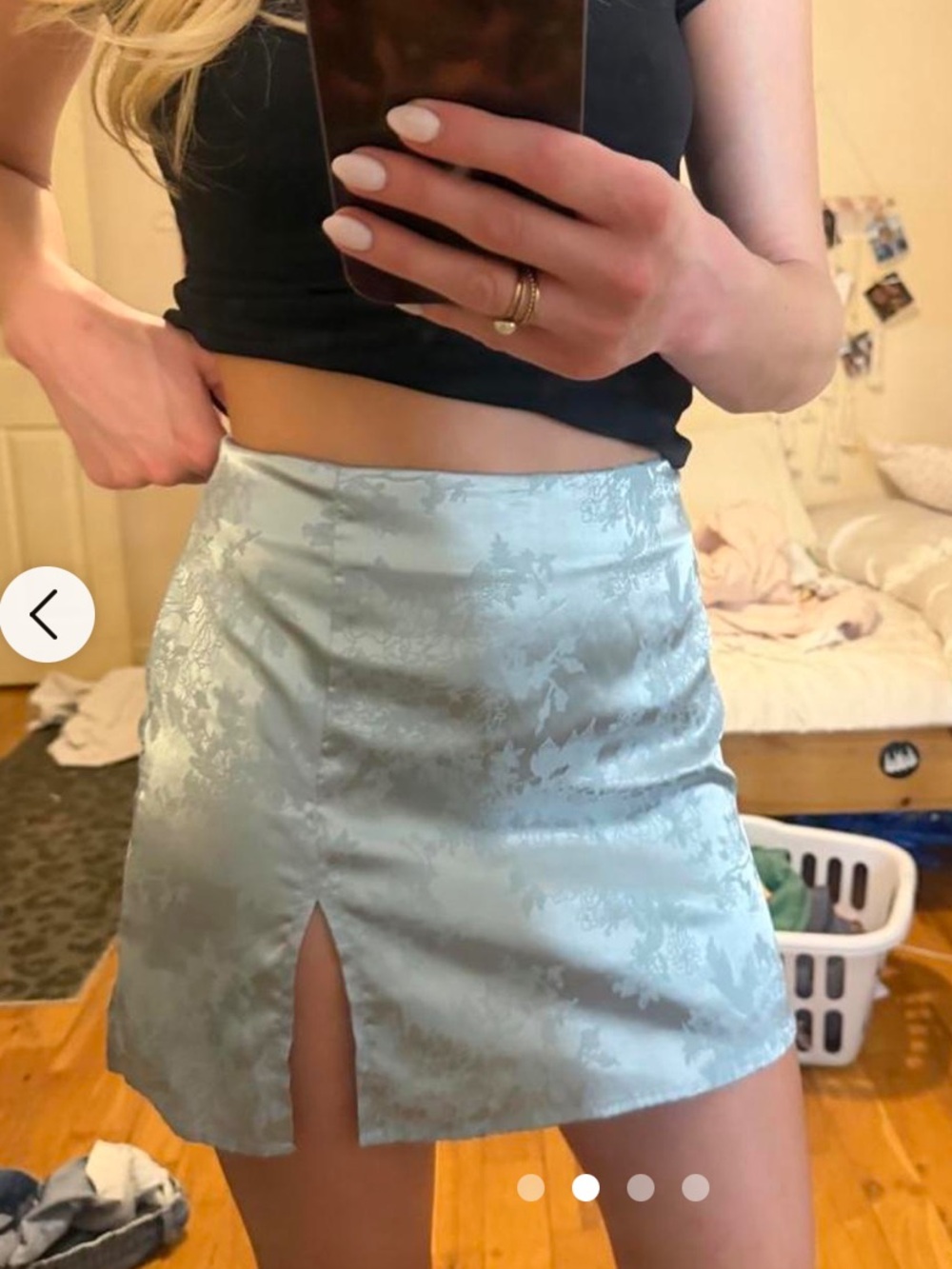 Princess Polly Light Blue Satin Floral Jacquard Mini Skirt